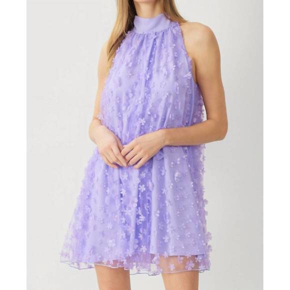 entro | Dresses | New Entro 3d Floral Mini Dress In Lavender | Poshmark